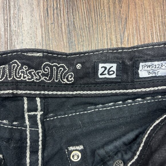 Miss Me Boot Jeans Rhinestone Flap Pockets Black Women’s Size 26 - Picture 5 of 11